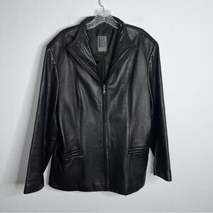 Robert Comstock Leather Jacket Men XL RC Expedition zip up Black Coat Genuine C4